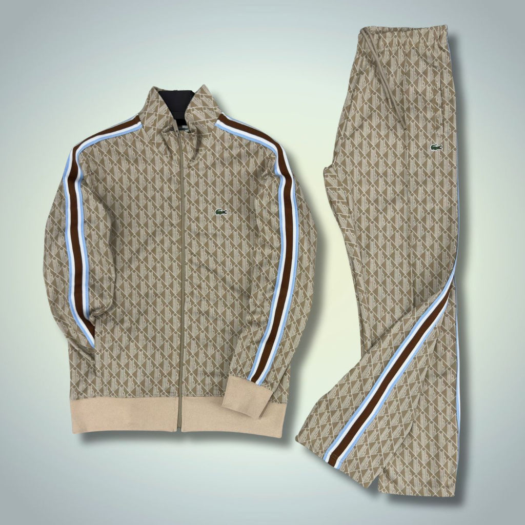 Lacoste férfi tréningruha, Jacquard Monogram, bézs. Prémium minőség