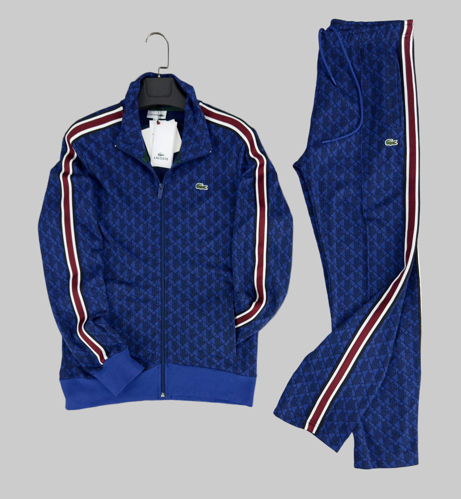 Férfi Lacoste melegítő, jacquard monogram, kék. Prémium minőség.