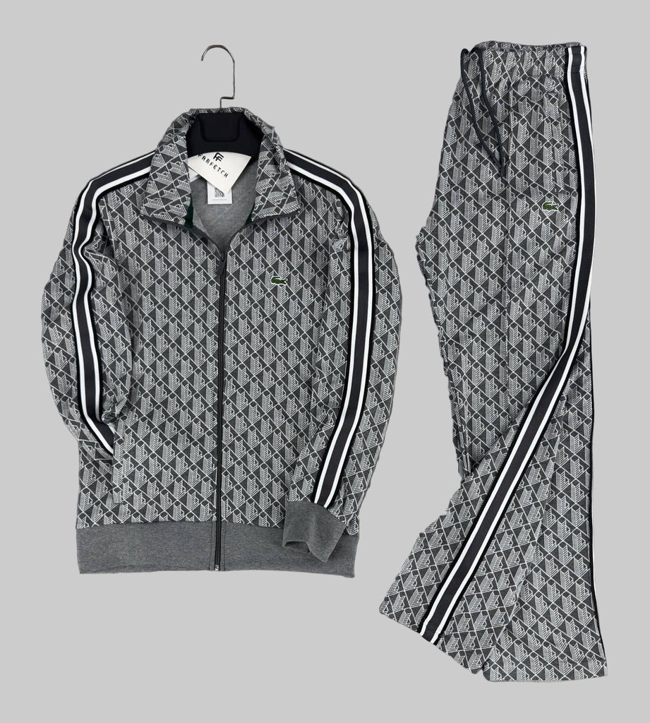 Férfi Lacoste melegítő, jacquard monogram, szürke. Prémium minőség.