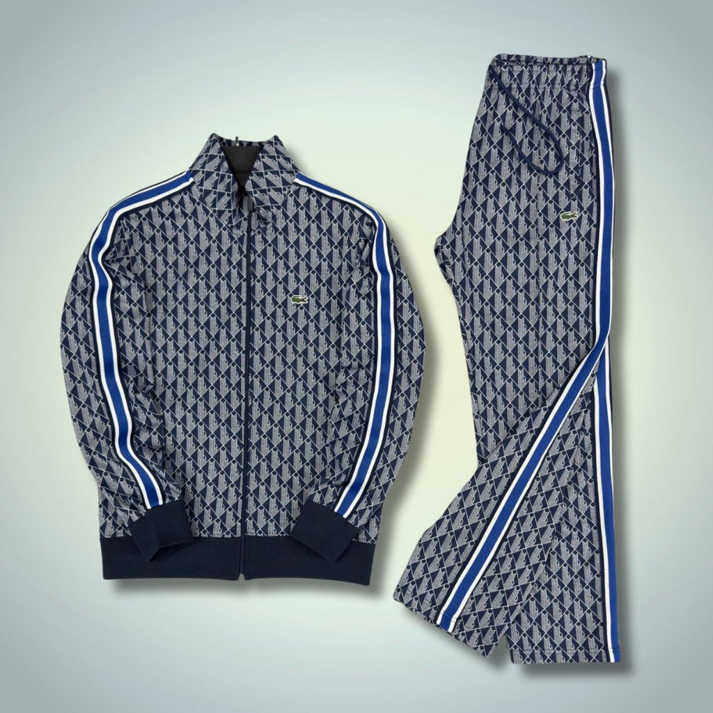 Lacoste férfi tréningruha, Jacquard Monogram, sötétkék - fehér. Prémium minőség