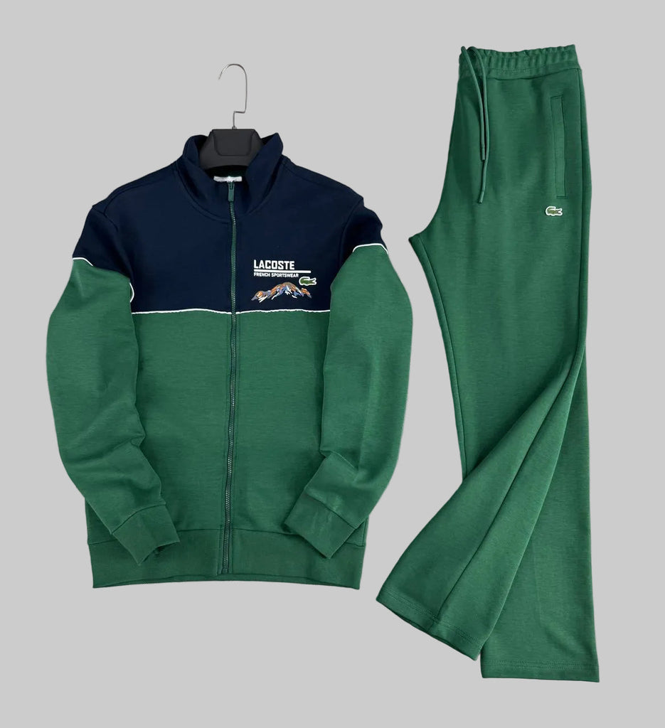Lacoste férfi melegítő szett, zöld sötétkék részletekkel
