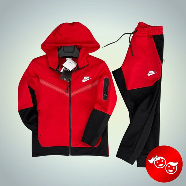 Nike Tech Fleece gyerek tréningruha, piros és fekete. Prémium minőség