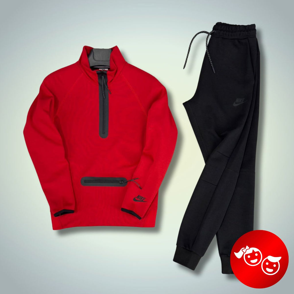 Nike Tech Fleece gyerek tréningruha, piros - fekete. Modell 2024. Prémium minőség