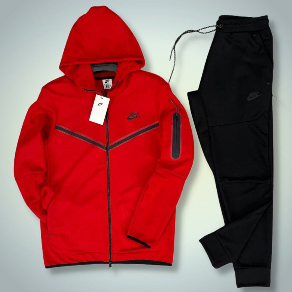 Nike Tech Fleece férfi tréningruha, piros és fekete. Prémium minőség