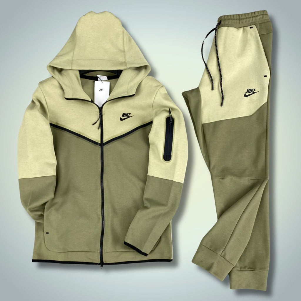 Nike Tech Fleece férfi tréningruha, olívazöld és világoszöld. Prémium minőség