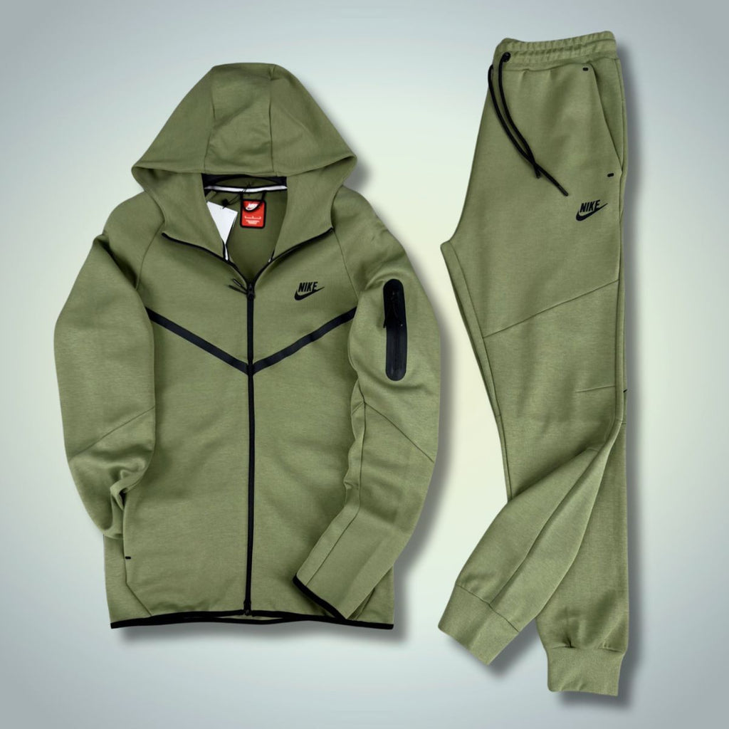 Nike Tech Fleece férfi tréningruha, olívazöld. Modell 2024. Prémium minőség