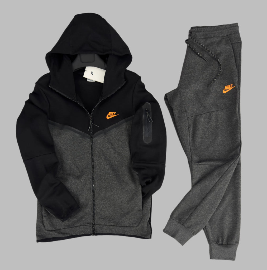 Nike Tech Fleece férfi tréningruha, fekete és sötétszürke. Prémium minőség