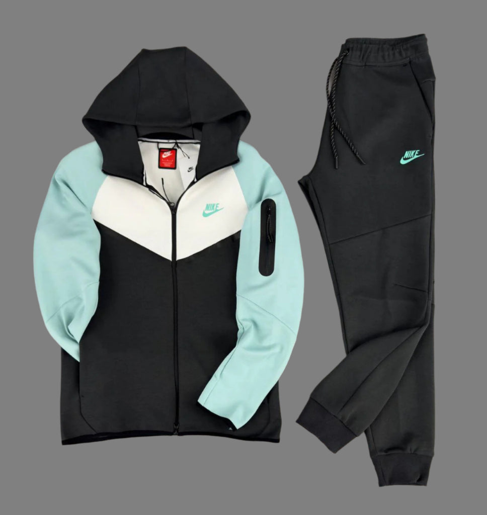 Férfi Nike Tech Fleece melegítő szett, grafit, fehér és világos menta színben. 2024-es modell. Prémium minőség