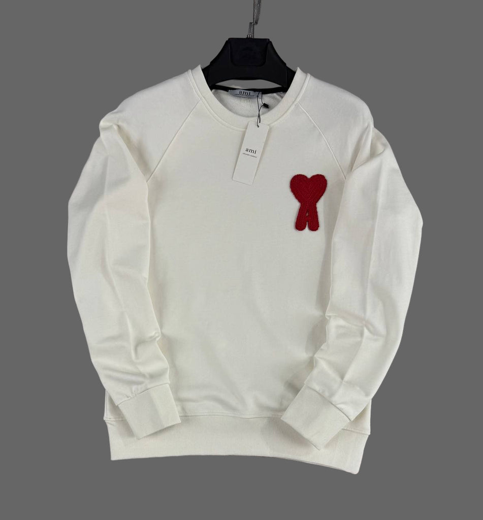 Férfi hosszú ujjú blúz AMI, ekrü színben, piros emblémával