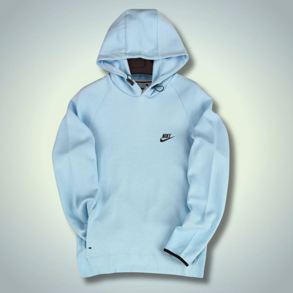 Nike Tech Fleece férfi kapucnis pulóver cipzár nélkül, világoskék. Prémium minőség