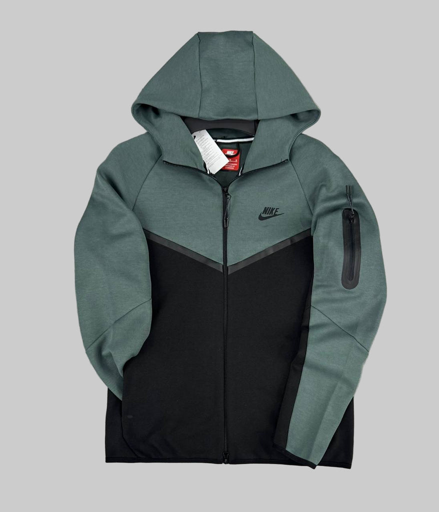 Férfi Nike Tech Fleece cipzáras pulóver, petrolzöld és fekete
