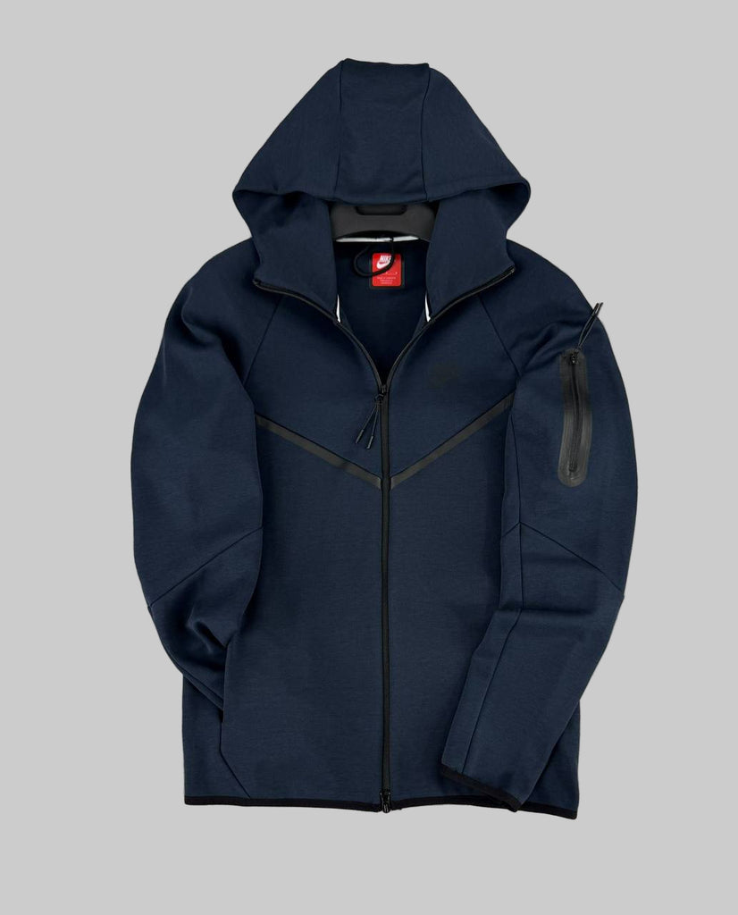 Férfi Nike Tech Fleece cipzáras pulóver, sötétkék