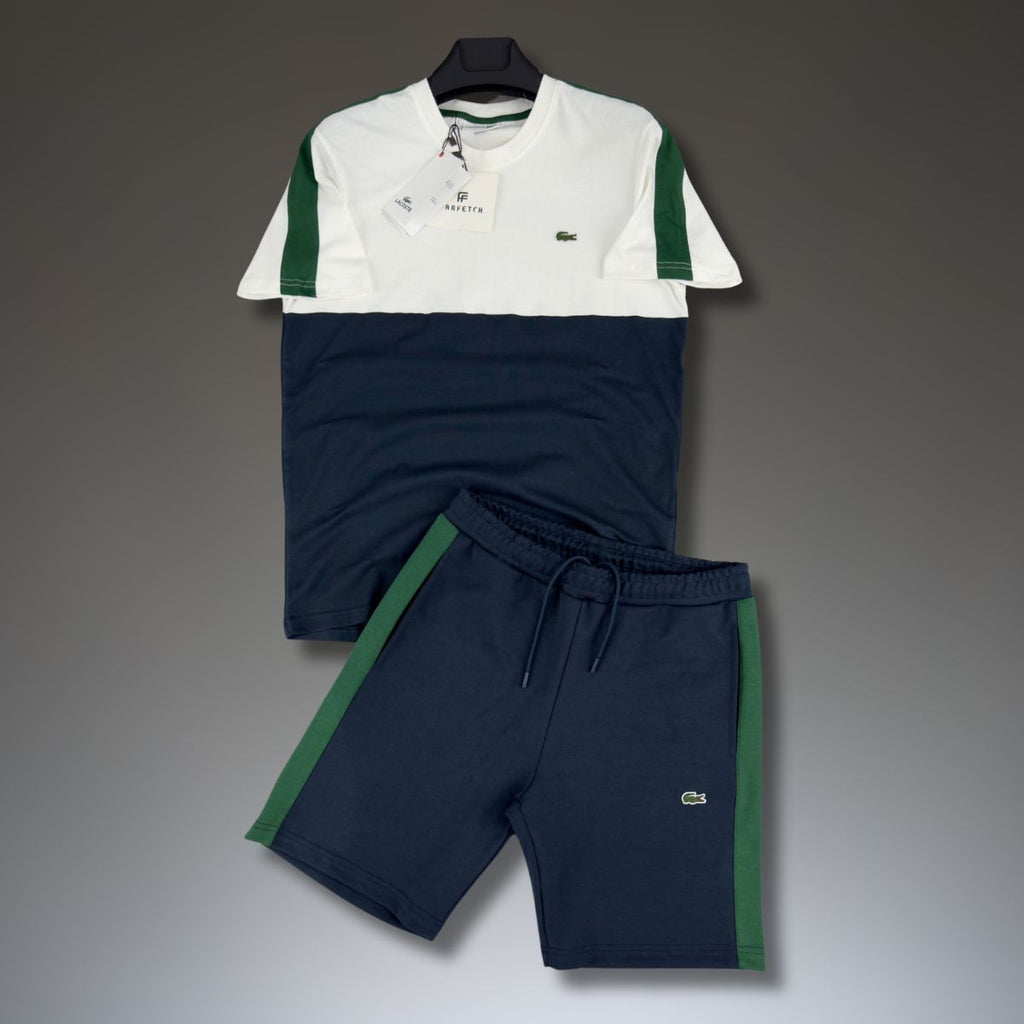 Lacoste férfi szett rövidnadrággal, Fehér - Sötétkék - Zöld. Prémium minőség