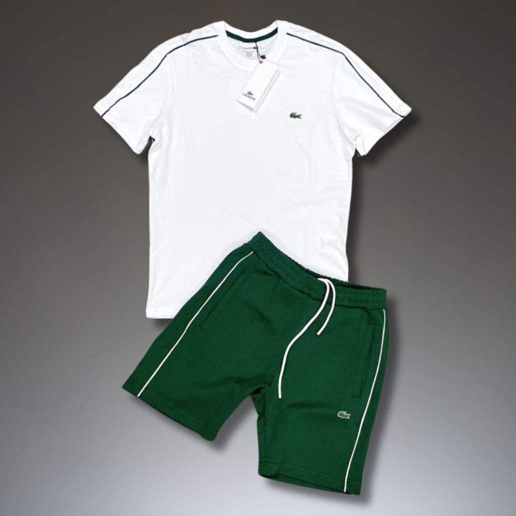 Lacoste férfi szett rövidnadrággal, Fehér - Zöld. Prémium minőség