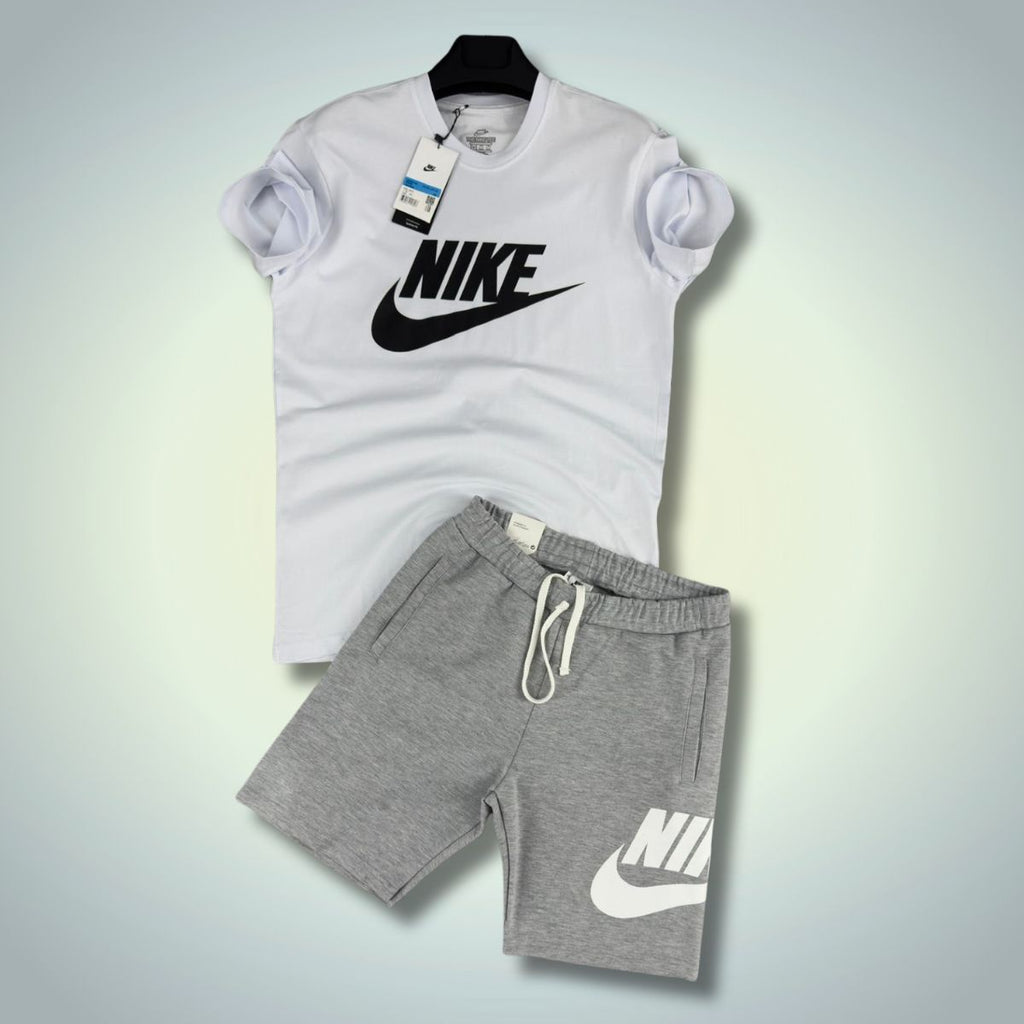 Nike férfi szett rövidnadrággal, Fehér - Klasszikus szürke. Factory outlet
