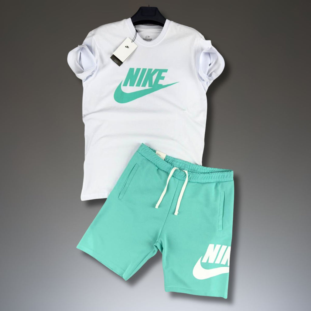 Nike férfi szett rövidnadrággal, Fehér - Türkiz. Factory outlet