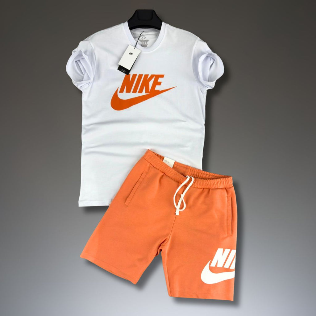 Nike férfi szett rövidnadrággal, Fehér - Narancs. Factory outlet