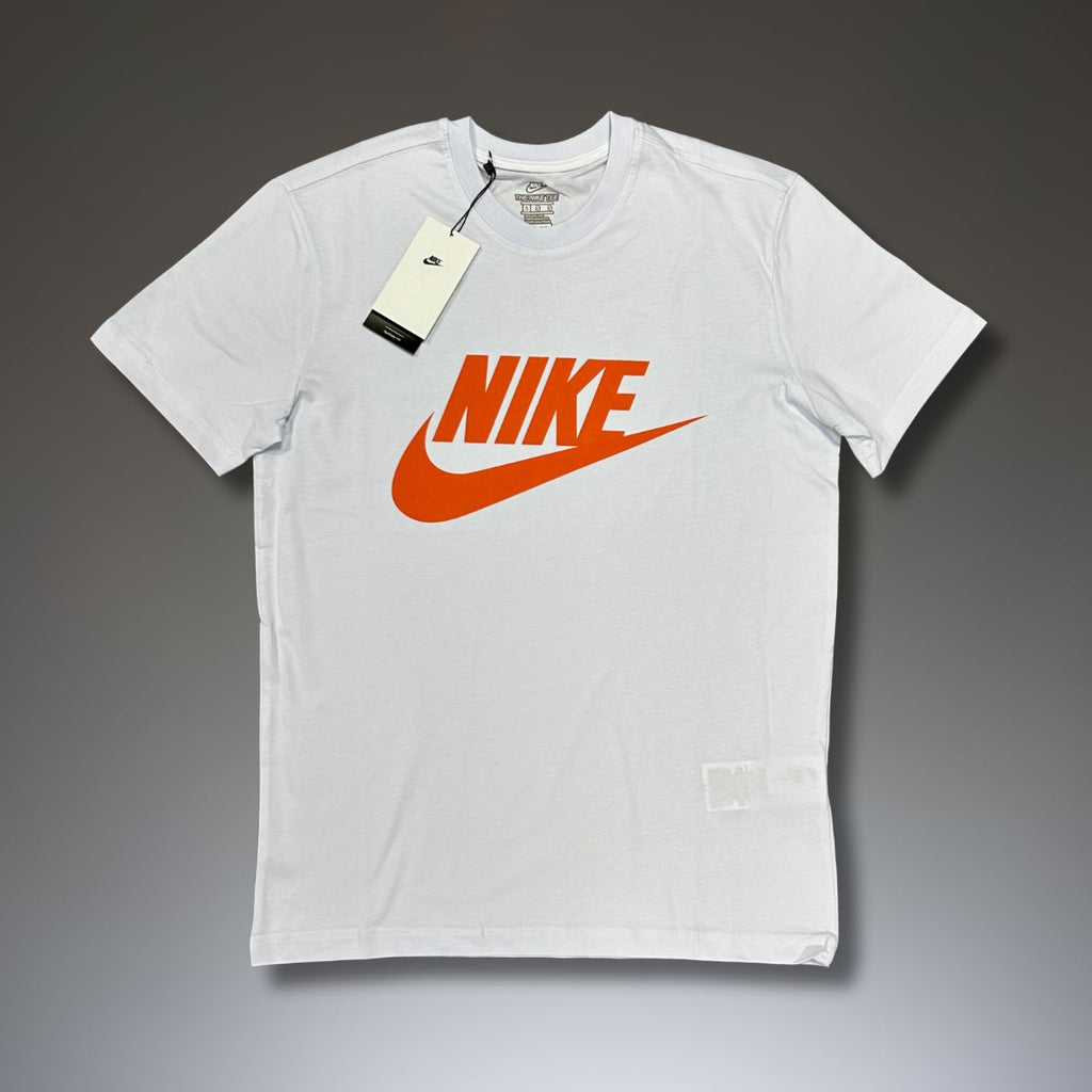 Nike férfi póló, fehér, narancssárga logóval. Prémium minőség
