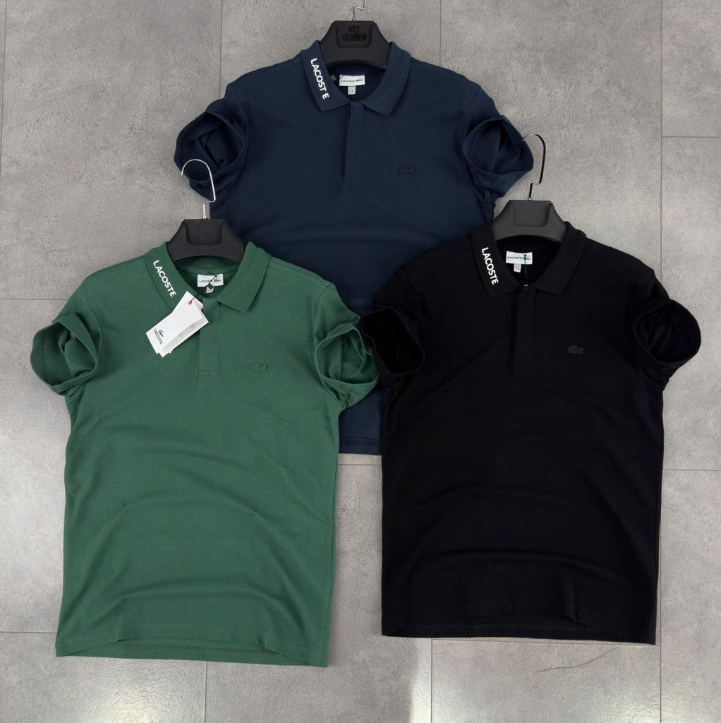Lacoste férfi póló, egyszerű modell gallérral - fekete
