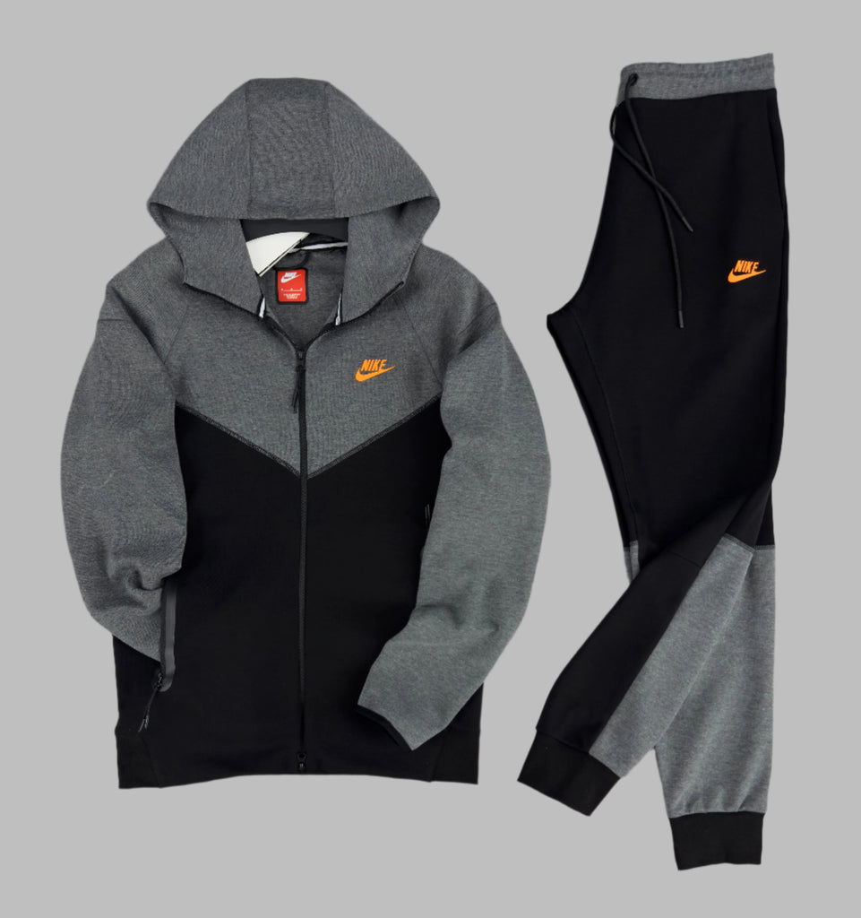 Nike Tech Fleece férfi tréningruha, fekete és sötétszürke. 2023-as modell. Prémium minőség