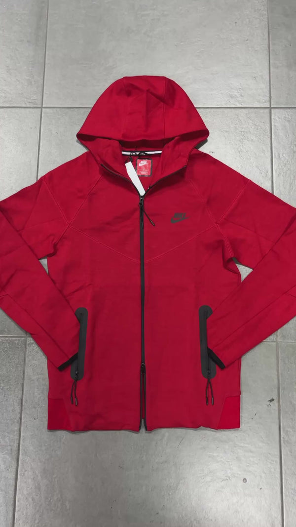 Nike Tech Fleece férfi pulóver, piros. Modell 2023. Prémium minőség