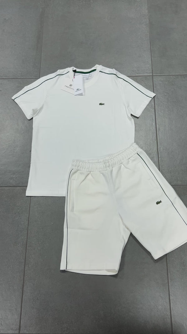 Lacoste férfi szett rövidnadrággal, fehér. Prémium minőség