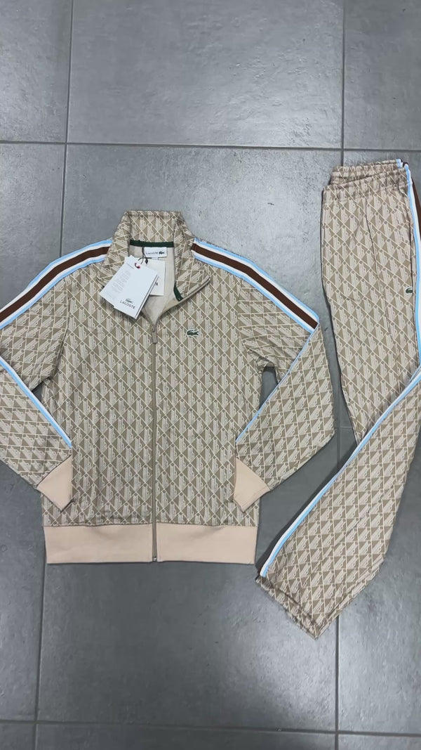 Lacoste férfi tréningruha, Jacquard Monogram, bézs. Prémium minőség