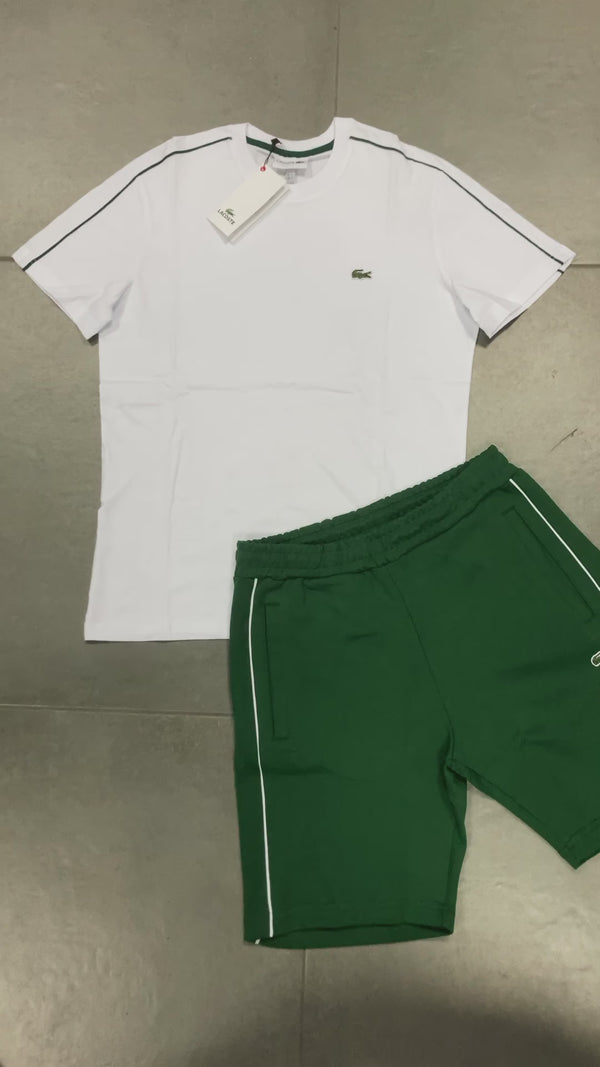 Lacoste férfi szett rövidnadrággal, Fehér - Zöld. Prémium minőség