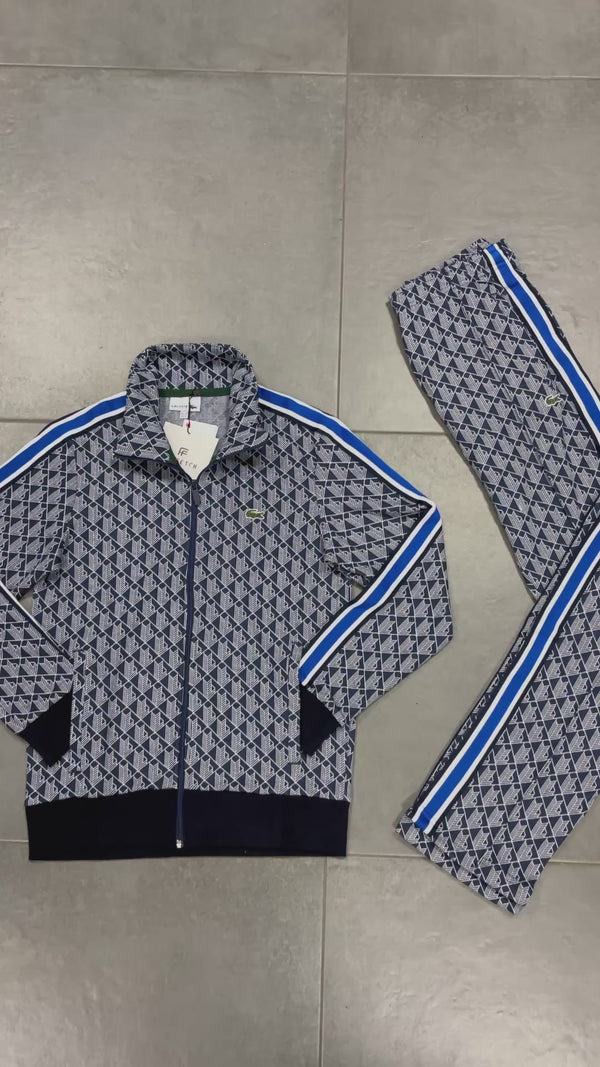 Lacoste férfi tréningruha, Jacquard Monogram, sötétkék - fehér. Prémium minőség