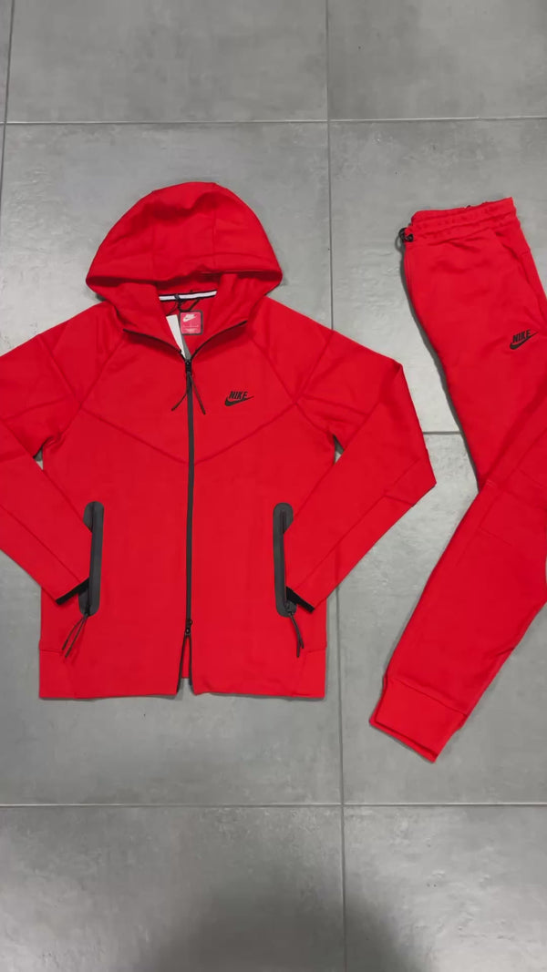 Nike Tech Fleece férfi tréningruha, piros. Modell 2023 Prémium minőség