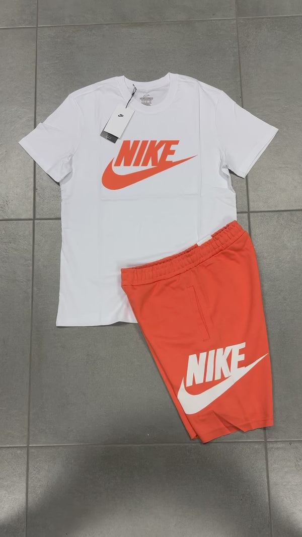 Nike férfi szett rövidnadrággal, Fehér - Narancs. Factory outlet