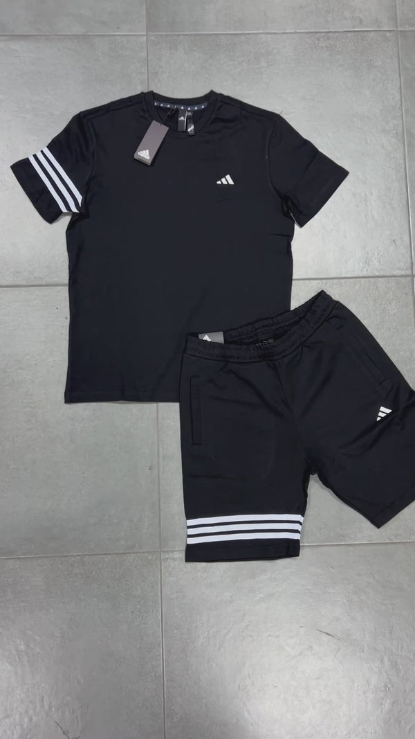 Adidas férfi szett rövidnadrággal, Classic logóval, fekete. Prémium minőség