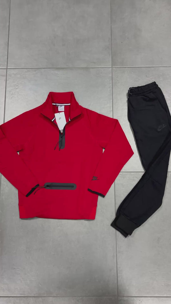 Nike Tech Fleece gyerek tréningruha, piros - fekete. Modell 2024. Prémium minőség