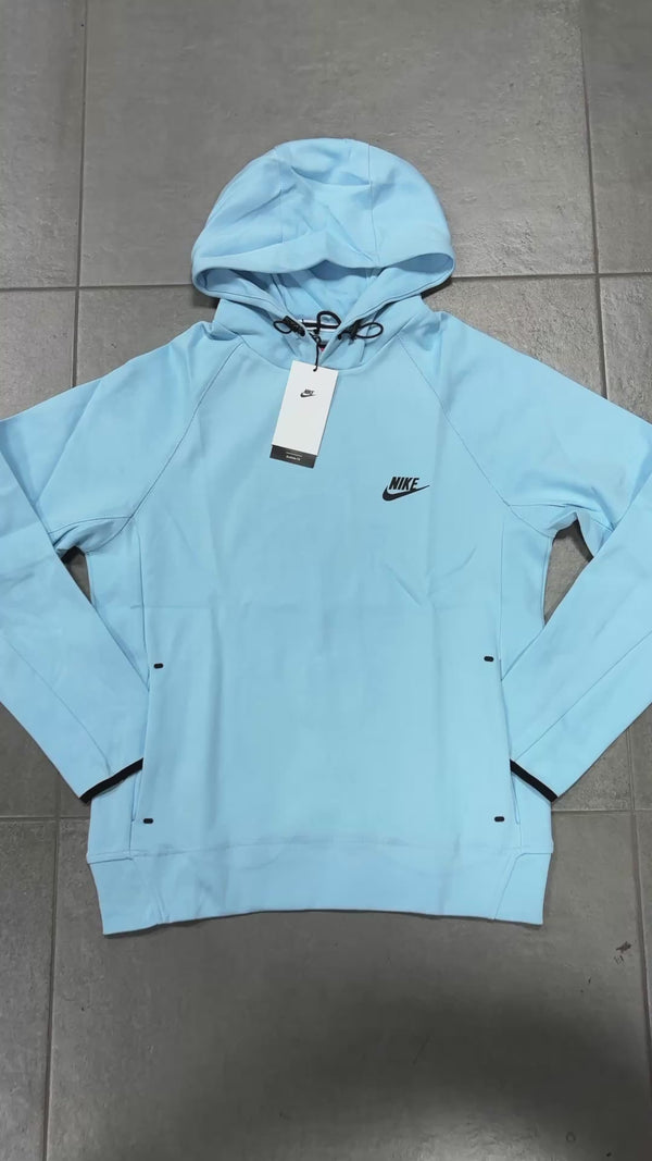 Nike Tech Fleece férfi kapucnis pulóver cipzár nélkül, világoskék. Prémium minőség