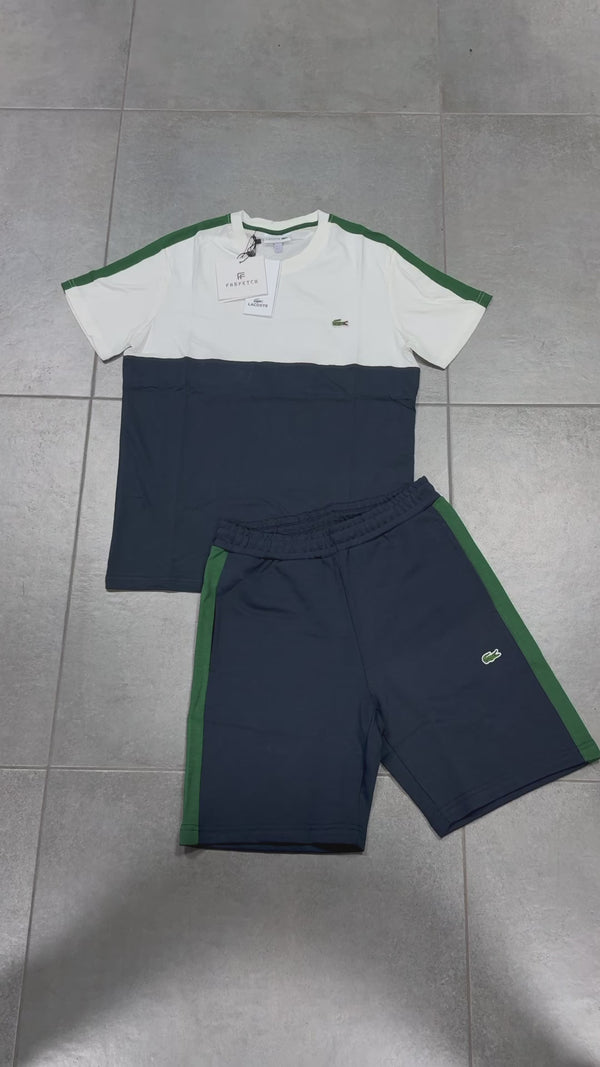 Lacoste férfi szett rövidnadrággal, Fehér - Sötétkék - Zöld. Prémium minőség